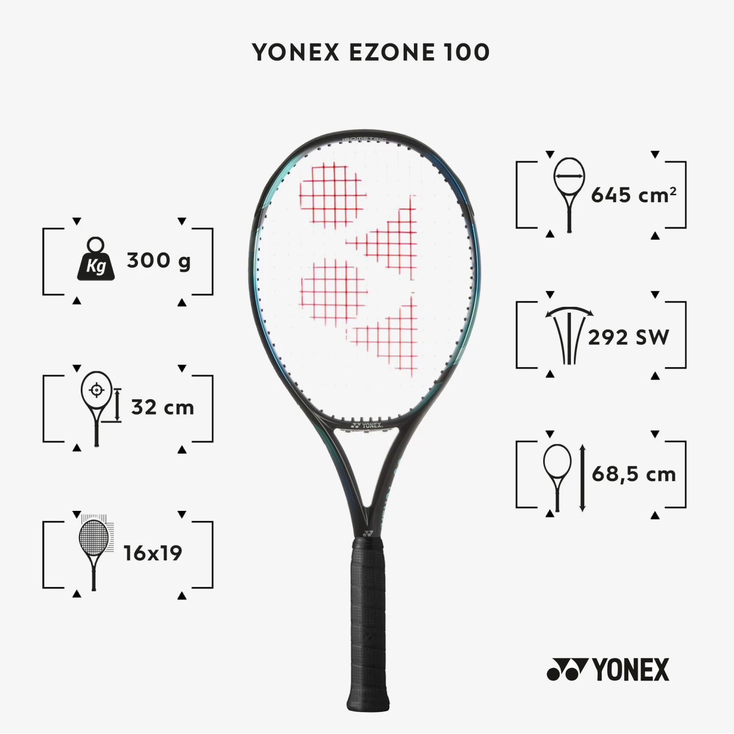 YONEX Adult Tennis Racket Ezone 100 300g 4 YONEX Adult Tennis Racket Ezone 100 300g - Image 2