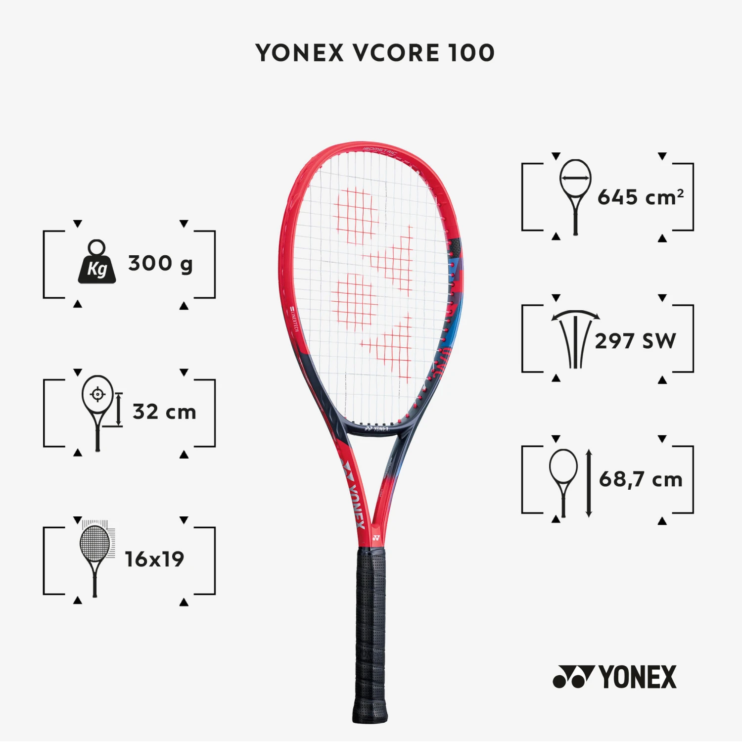 YONEX Adult Tennis Racket VCore 100 300g 4 YONEX Adult Tennis Racket VCore 100 300g - Image 2