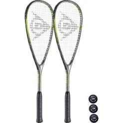 Dunlop Blaze Pro 5.0 Twin Pack Squash Racket Set, Inc 3 Squash Balls