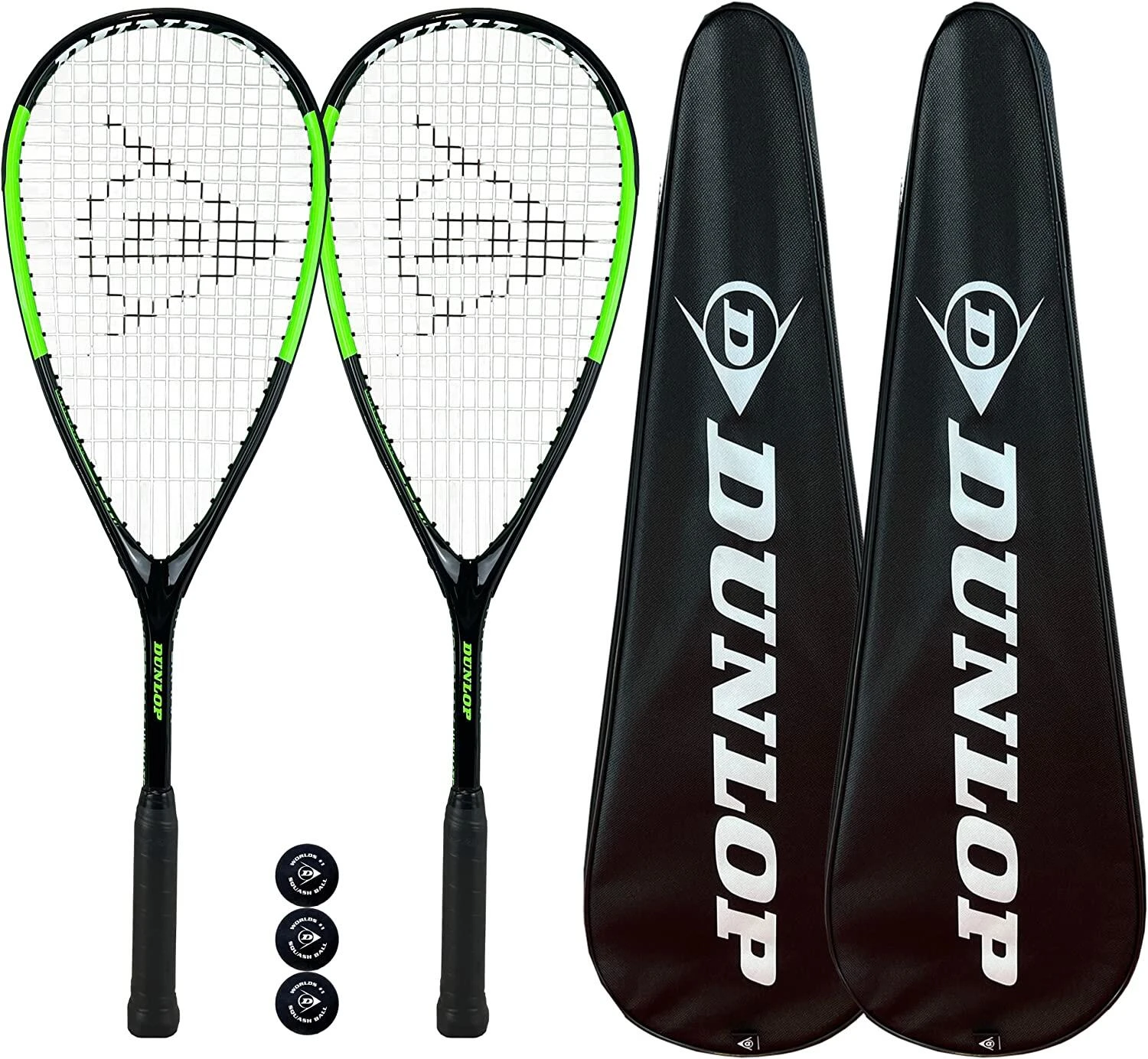Dunlop Hypermax Ultimate Squash Racket Twin Set Inc Covers & 3 Squash Balls 3 Dunlop Hypermax Ultimate Squash Racket Twin Set Inc Covers & 3 Squash Balls