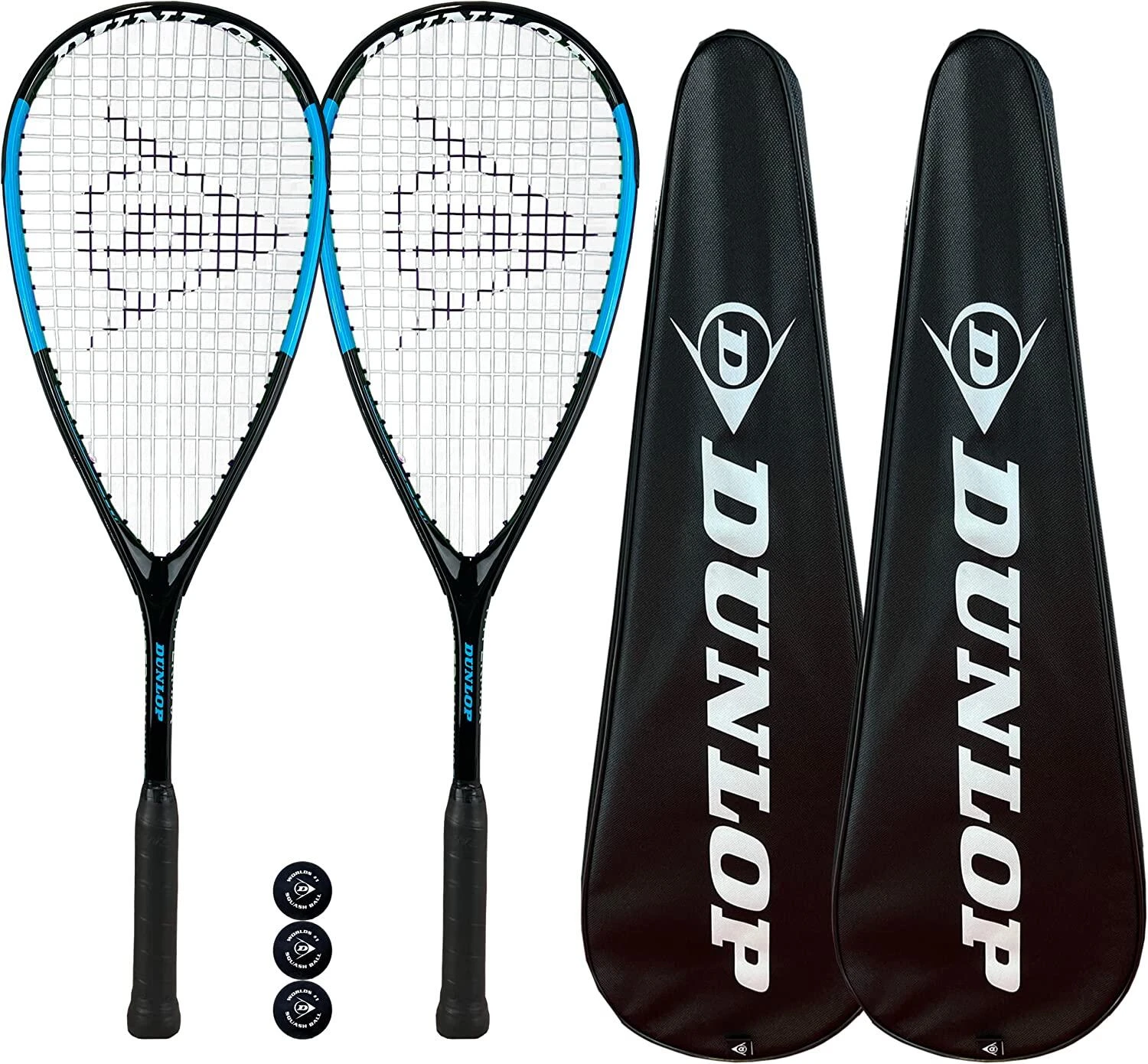 Dunlop Hypermax Nano Squash Racket Twin Set Inc Covers & 3 Squash Balls 2 Dunlop Hypermax Nano Squash Racket Twin Set Inc Covers & 3 Squash Balls