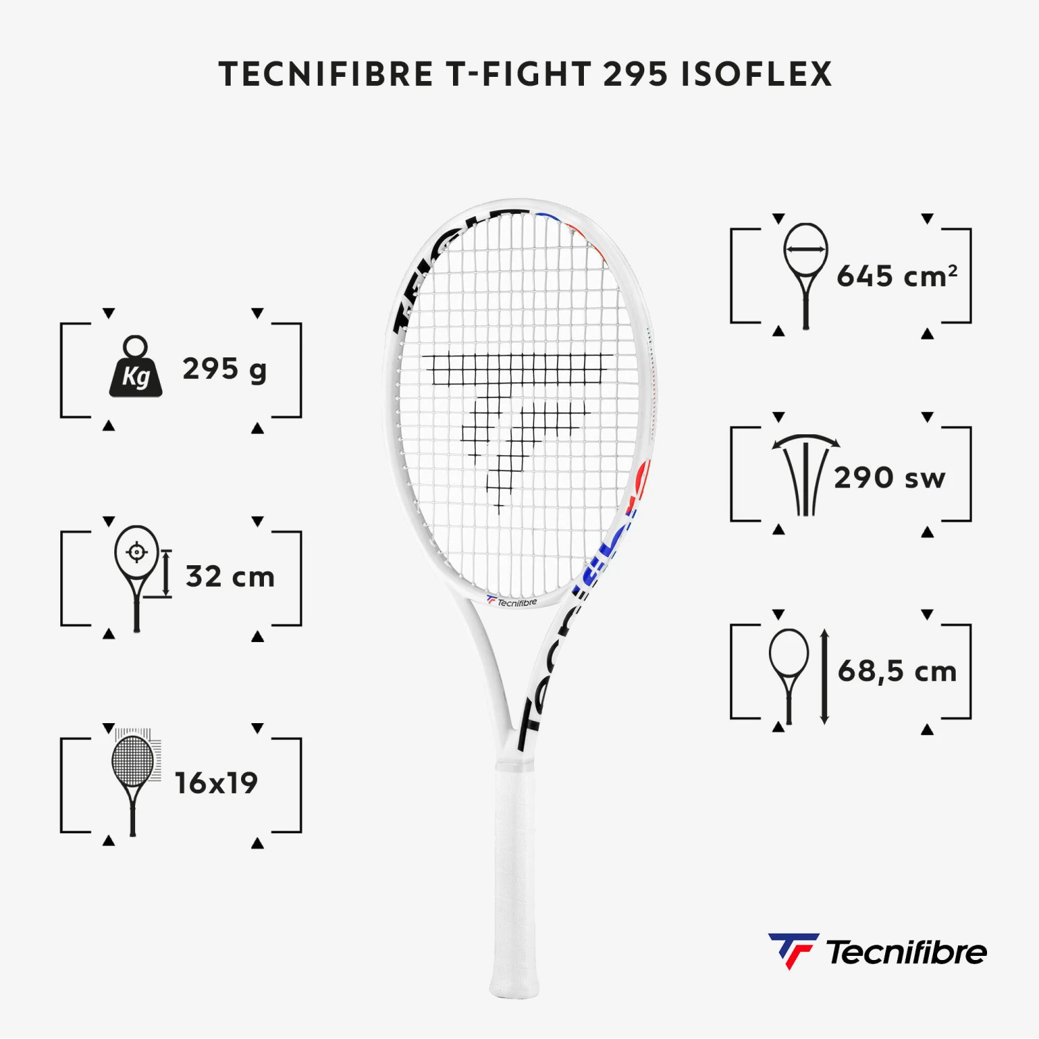 TECNIFIBRE Adult 295 G Unstrung Tennis Racket T-Fight 295 Isoflex 4 TECNIFIBRE Adult 295 G Unstrung Tennis Racket T-Fight 295 Isoflex - Image 2