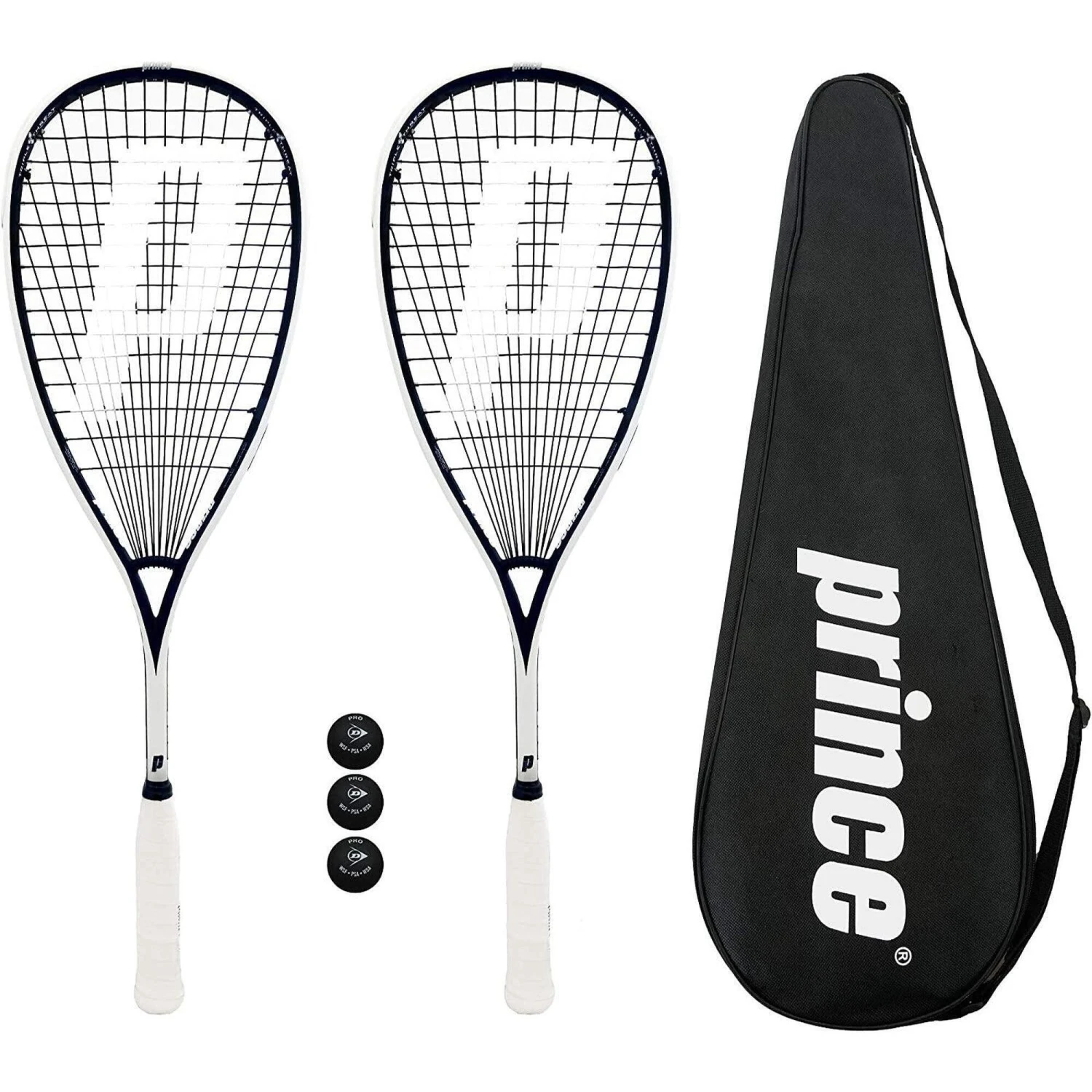 2 X Prince Pro Sovereign 650 Squash Rackets + 3 Squash Balls + Bag 3 2 X Prince Pro Sovereign 650 Squash Rackets + 3 Squash Balls + Bag