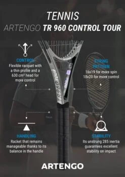 Artengo Adult Tennis Racket Control Tour TR960 18x20 Unstrung - Grey -Tennis Squash Shop kd41bc16fcd68654de1a11cb597f21ce9